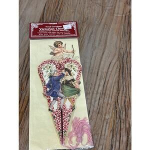 Vintage 1992 Shackman Valentine Cone Kit with Ties Victorian Style Die Cuts NEW
